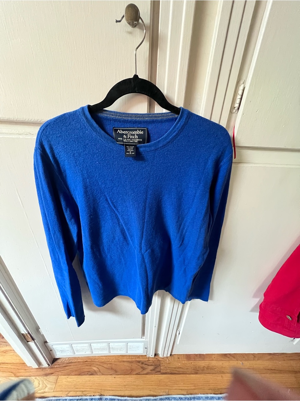 Y2K Vintage Abercrombie & Fitch Women's Cobalt Blue Cotton + Wool Crew Sweater